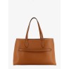 Leather shoulder bag with lettering logo on the front