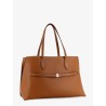 Leather shoulder bag with lettering logo on the front