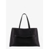 Leather shoulder bag with lettering logo on the front