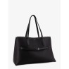 Leather shoulder bag with lettering logo on the front