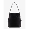 Hammered leather bucket bag with strap on the front