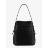 Hammered leather bucket bag with strap on the front