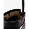 Hammered leather bucket bag with strap on the front