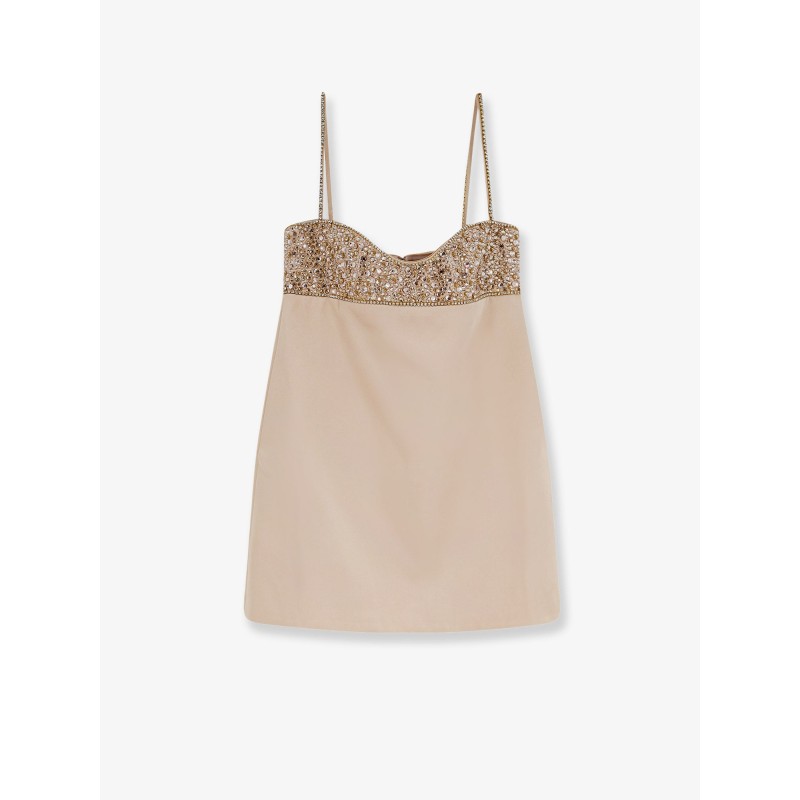 Shyla satin dress with rhinestones detail