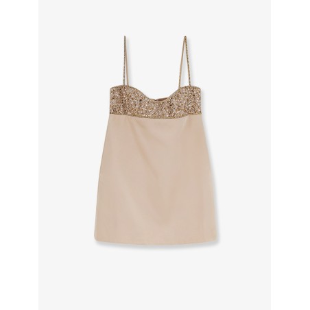 Shyla satin dress with rhinestones detail