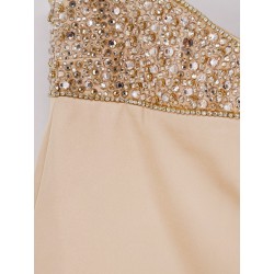 Shyla satin dress with rhinestones detail