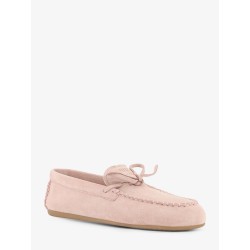 Suede loafer with frontal logo