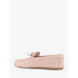 Suede loafer with frontal logo