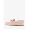 Suede loafer with frontal logo