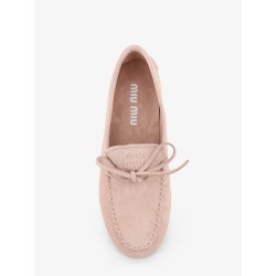 Suede loafer with frontal logo