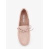 Suede loafer with frontal logo