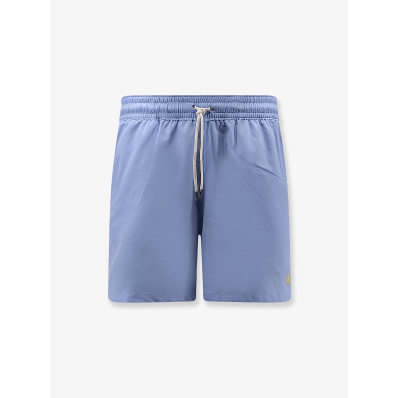 Nylon swim trunks with embroidered logo