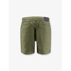 Linen bermuda shorts with embroidered logo