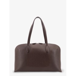 Suede handbag with engraved logo on the front