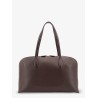 Suede handbag with engraved logo on the front
