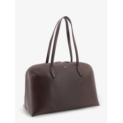 Suede handbag with engraved logo on the front