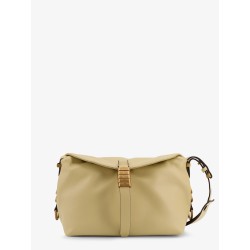 Leather shoulder bag with logo metal detail