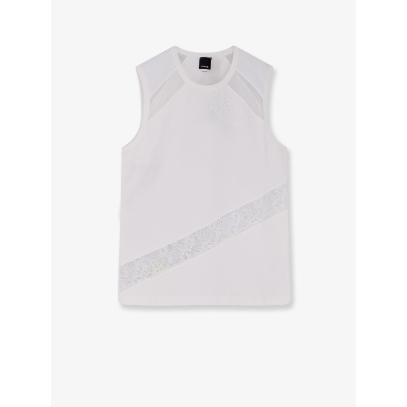 Molly cotton tank top with lace inserts
