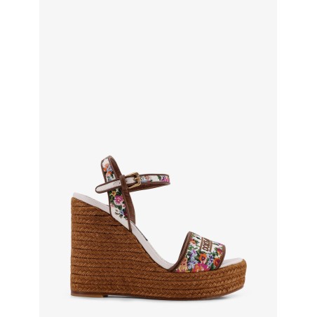 Raffia sandals with floral embroidery