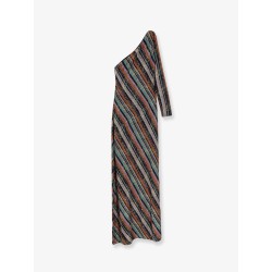 Viscose blend long dress with chevron pattern