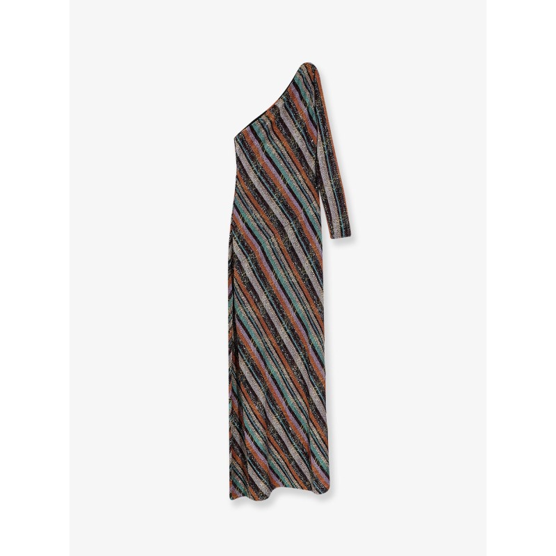 Viscose blend long dress with chevron pattern