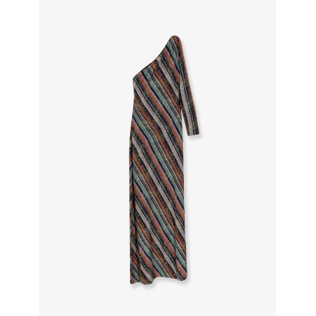 Viscose blend long dress with chevron pattern
