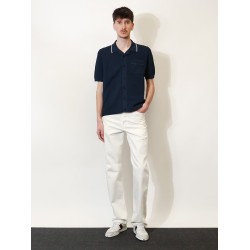 Viscose blend polo shirt with front Horsebit embroidery