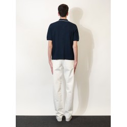 Viscose blend polo shirt with front Horsebit embroidery