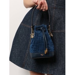 Mon Tresor FF flocked denim crossbody bag