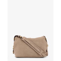 Leather shoulder bag with metal logo detail