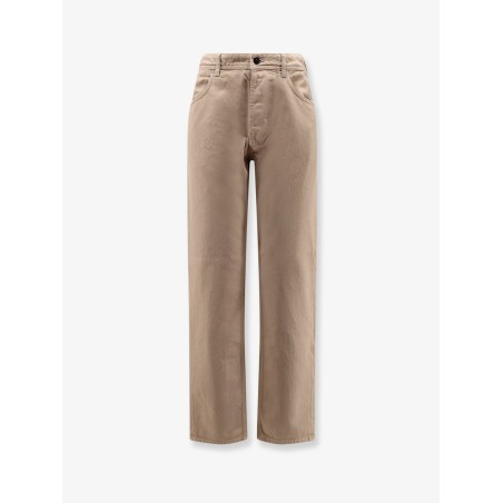 Denim trousers with logo patch on the back