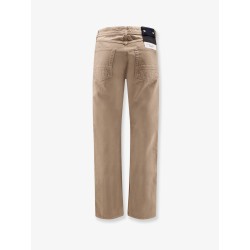Denim trousers with logo patch on the back