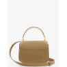Suede crossbody bag with metal logo on the front