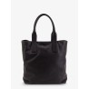 Leather shopping bag with logo lettering on the bottom
