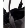 Leather shopping bag with logo lettering on the bottom
