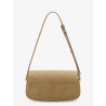 Suede shoulder bag with logo on the front