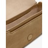 Suede shoulder bag with logo on the front