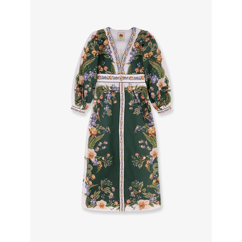 Long cotton dress with floral print