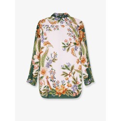 Linen and viscose shirt with floral pattern