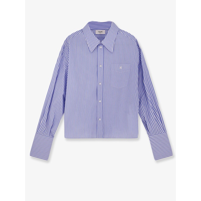 Cropped striped cotton shirt