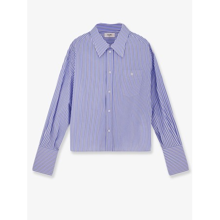 Cropped striped cotton shirt