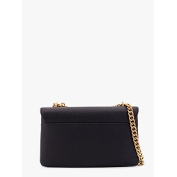 Leather shoulder bag with metal love birds buckle