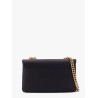 Leather shoulder bag with metal love birds buckle
