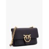 Leather shoulder bag with metal love birds buckle