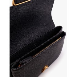Leather shoulder bag with metal love birds buckle