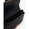Leather shoulder bag with metal love birds buckle