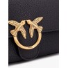 Leather shoulder bag with metal love birds buckle