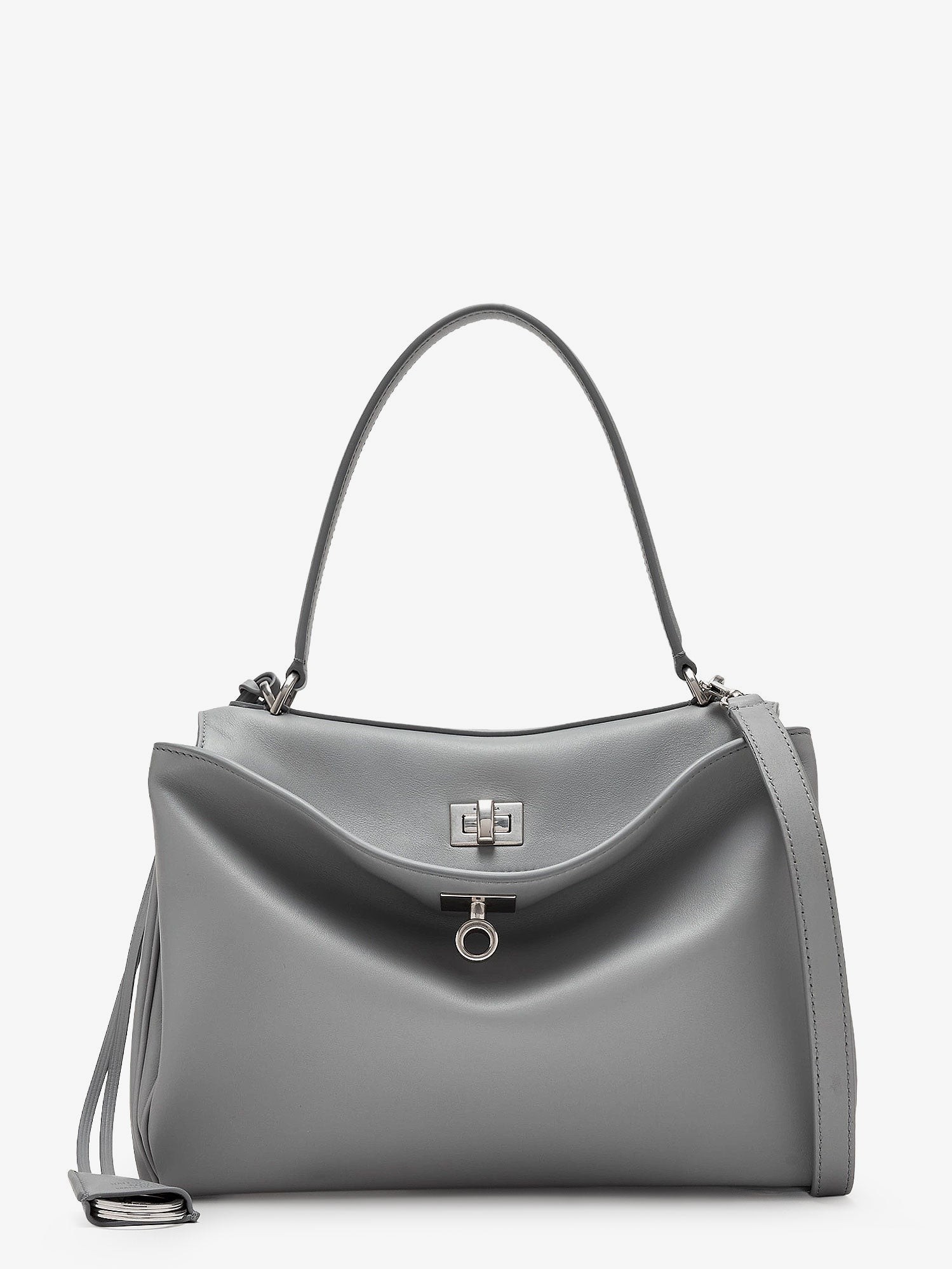 Balenciaga Rodeo Medium Leather Handbag in Grey