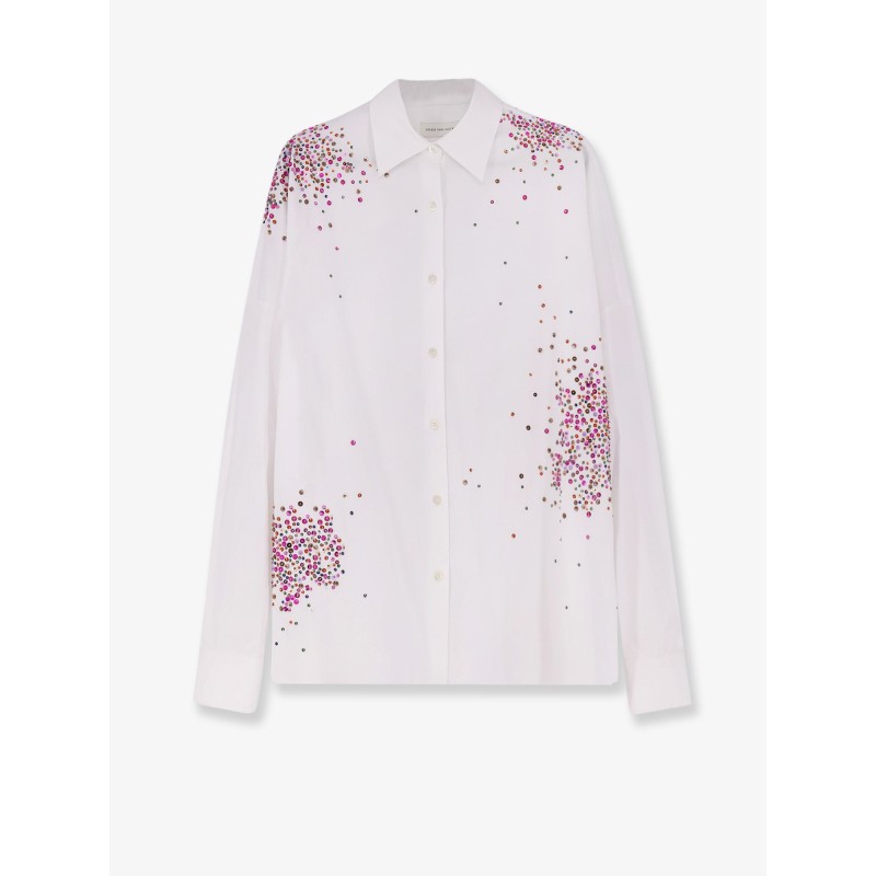 Casia cotton shirt with multicolored sequin detail