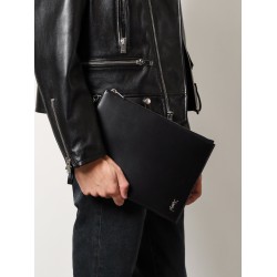 Leather clutch with Monogram detail